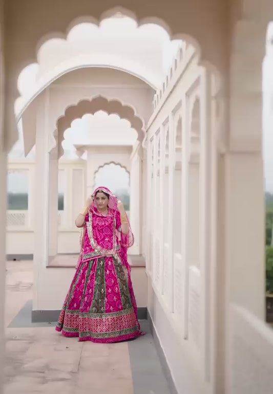 Chunnari Bandhej 5 Meter Flare Gher Humrahi Pure Sequence Work Rajputi Poshak-91649